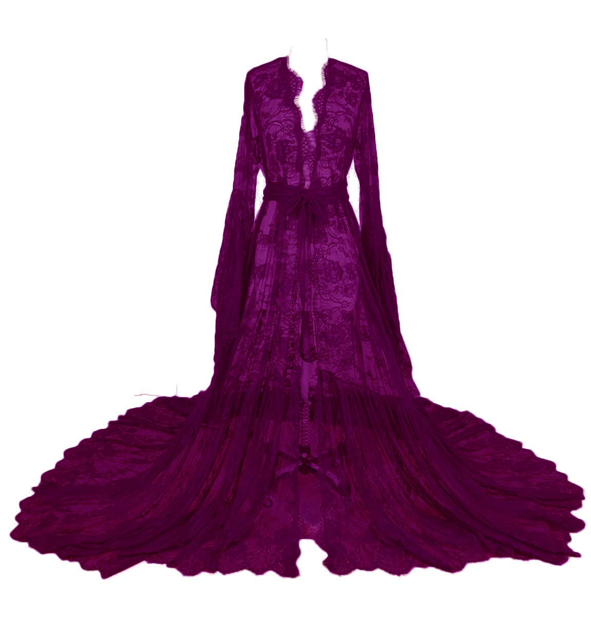 Elegant Women's Long Wedding Scarf Illusion Nightgown Robe - Sexy Lingerie Sheer Puffy Dress for Bridal Shower, Honeymoon & Romantic Nights