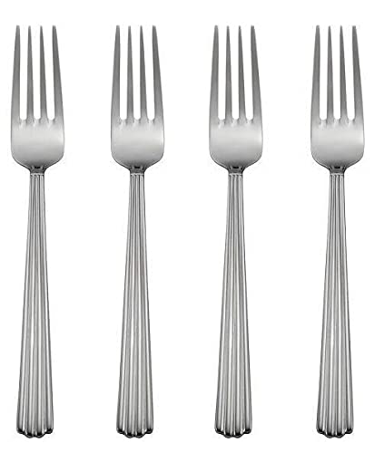 Premium 18/10 Stainless Steel Dinner Forks Set of 8 - Corduroy Pattern Flatware for Fine Dining, Kitchen & Restaurant Use - Durable Cutlery Set for Everyday Meals, Dinner Parties & Formal Occasions