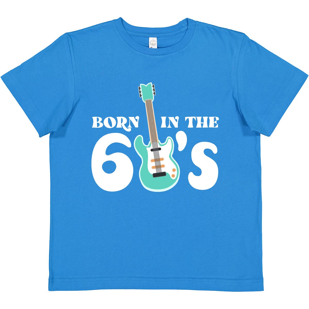 Vintage 1960s Electric Guitar Graphic Women's T-Shirt - Retro Music Lover Tee for Concerts & Casual Wear | Inktastic Born in The 60s Blue Rock Band Shirt