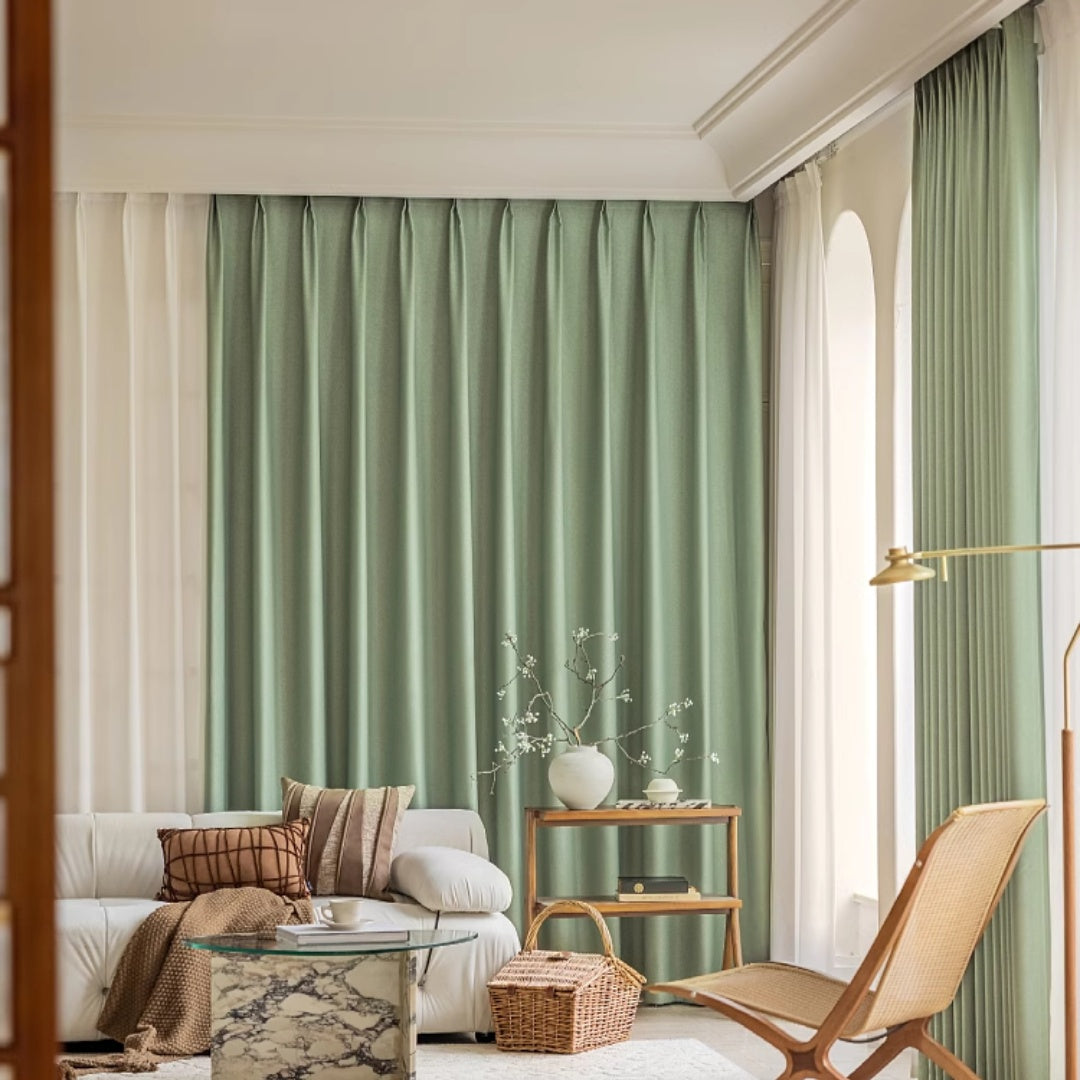 Vera Sage Green Blackout Thermal Insulated Curtains for Bedroom & Living Room - Noise Reducing, Energy Saving, Custom Size, Home Decor