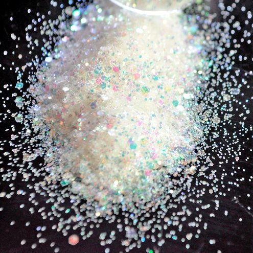 CoolNail White 3D Nail Art Glitter Powder - Mix Size DIY Nail Decoration with Brilliant Pink Reflective Finish | Perfect for Nail Salons, Home Manicures & Party Nail Art Designs