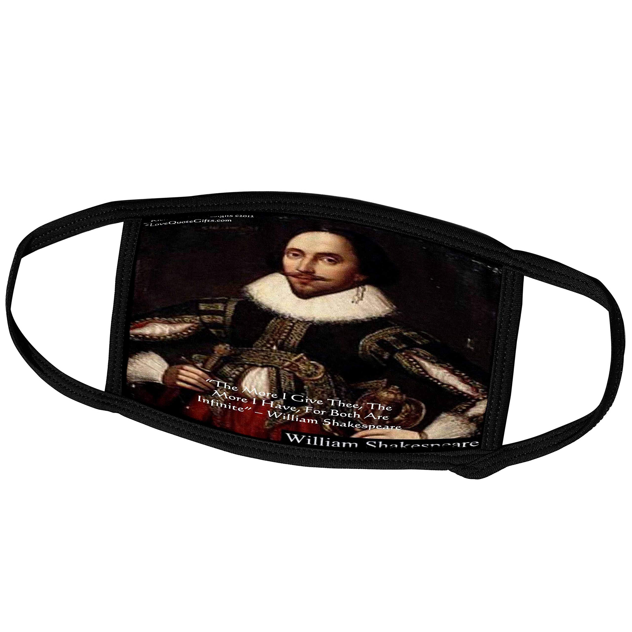 3dRose Shakespeare Giving is Infinite Wisdom Quote Face Mask - Famous Literary Gift for Book Lovers & Teachers - Reusable Cotton Face Covering for School, Library & Book Club Events
