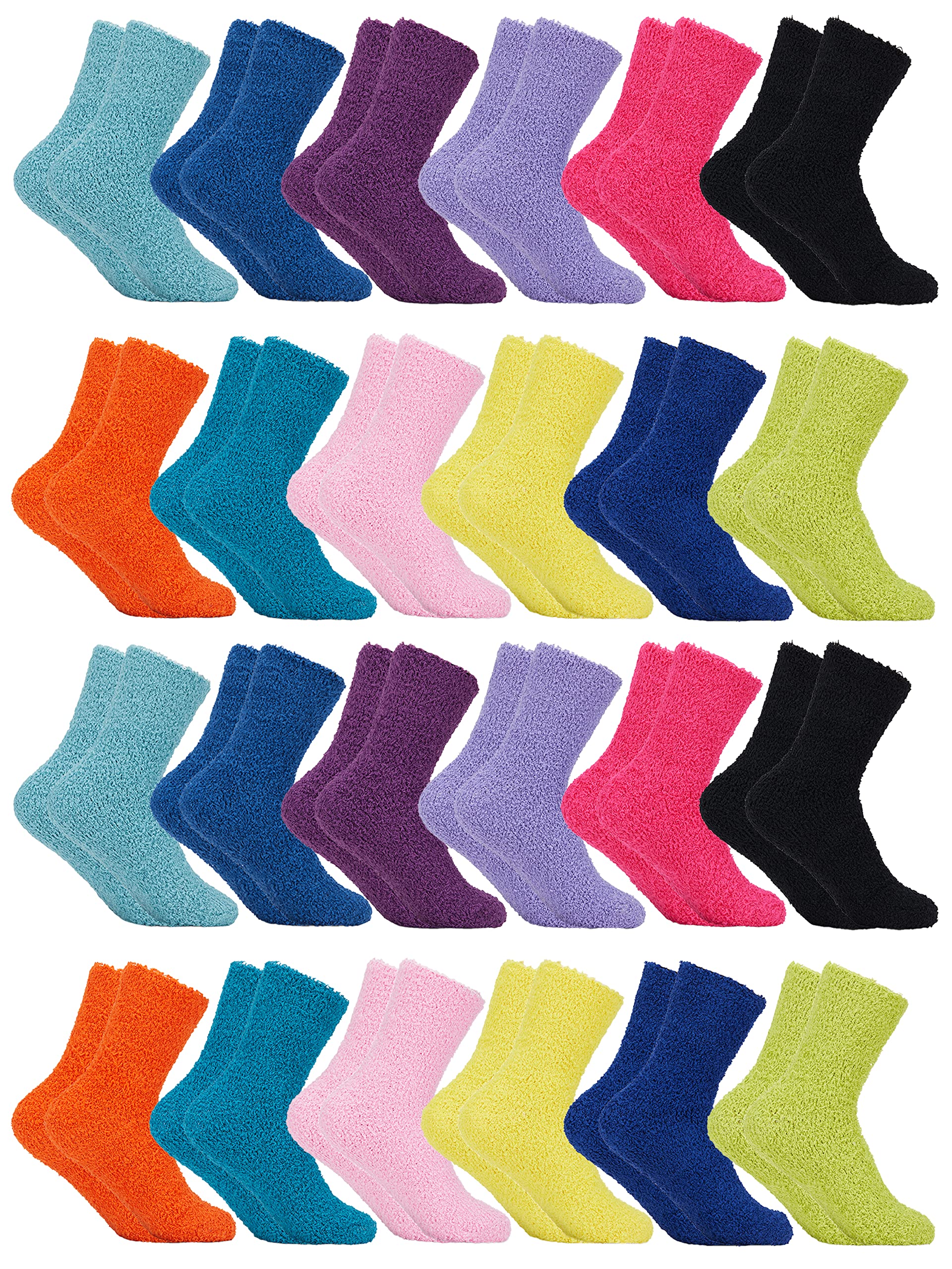 24 Pairs Yacht & Smith Women's Wholesale Bulk Warm Fuzzy Socks - Cozy Winter Socks for Women, Colorful Non-Slip Socks for Home, Office, and Outdoor Activities