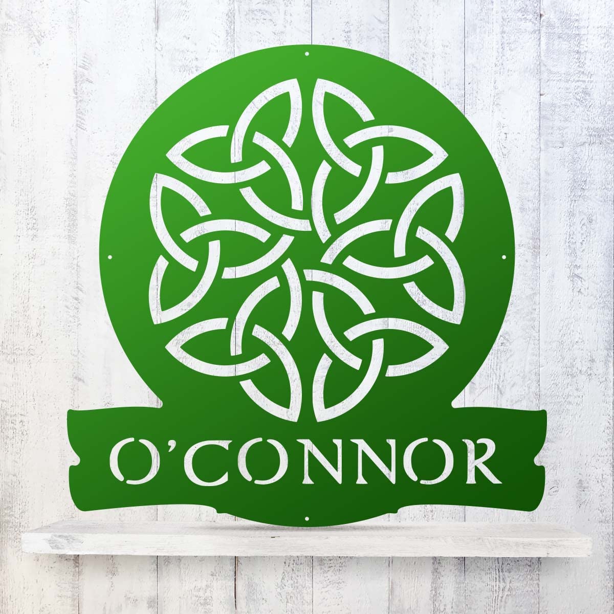 RealSteel Celtic Dara Knot Monogram Wall Art - Customizable Irish Scottish Welsh Home Decor - Traditional Gaelic Knot Design for St. Patrick's Day - 24 Inch Green Wooden Sign (Perfect for Living Room, Pub, or Celtic-Themed Events)