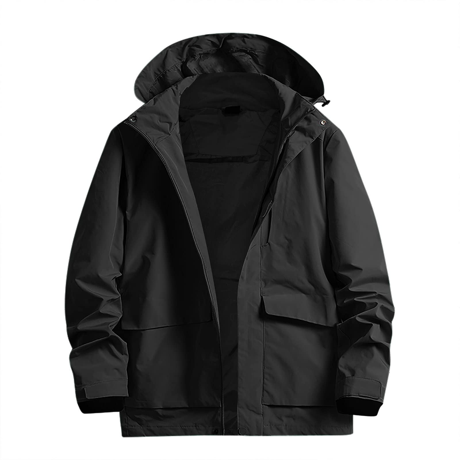Men's Plus Size Casual Hooded Jacket with Zipper - Loose Fit Breathable Winter Coat for Mountaineering & Outdoor Activities | Fashionable Jacket for Hiking, Camping & Daily Wear