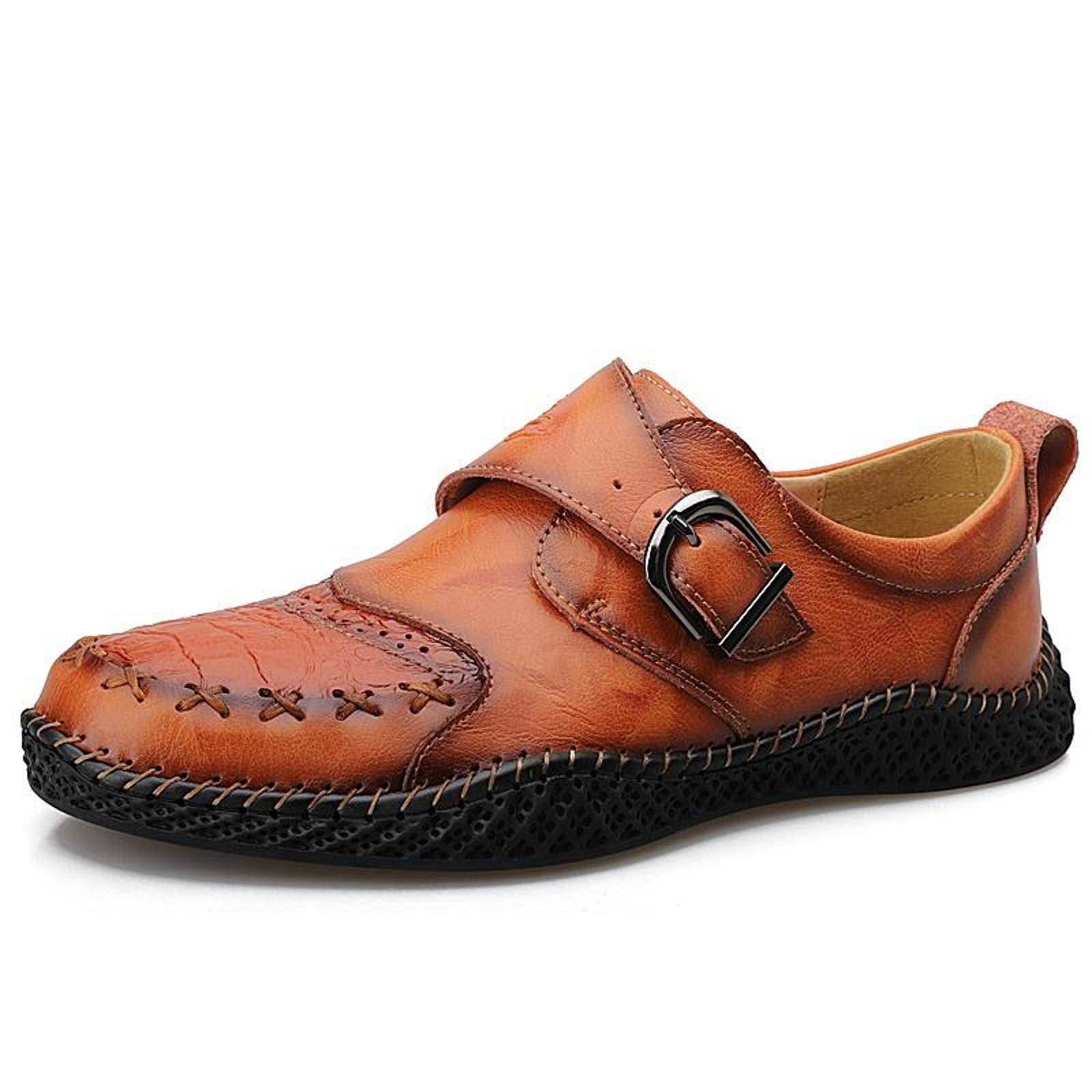 **Genuine Leather Men's Loafers – Comfortable Casual Shoes for Spring & Autumn | Slip-On Flats for Work, Travel & Everyday Wear**