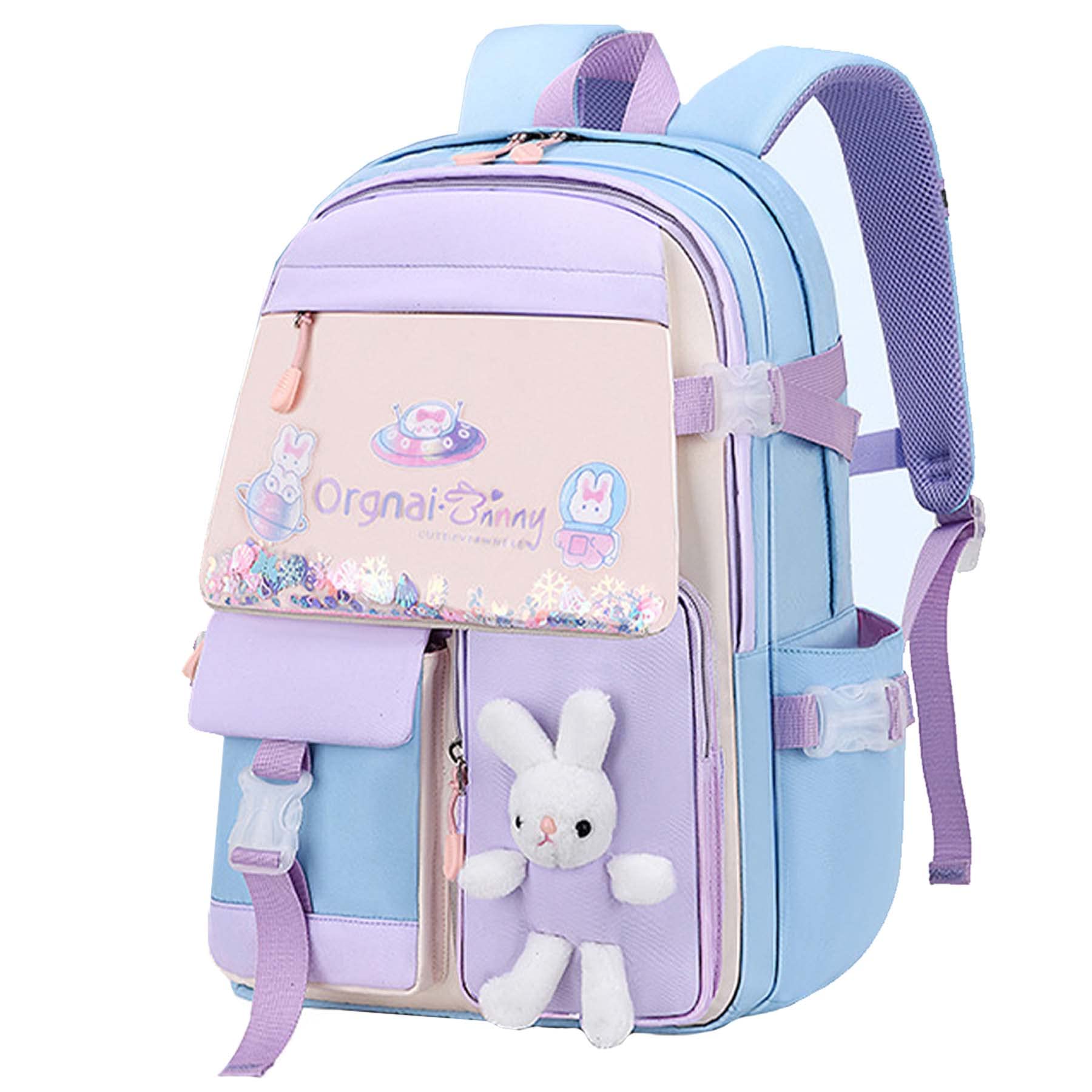Cute Bunny Backpack for Girls - Blue Small for School & Travel