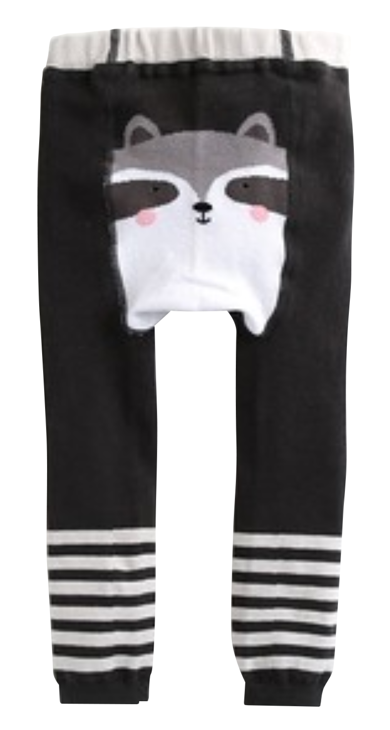 Eva & Elvin Girls' Black Cotton Tights with Raccoon Design - Perfect for School, Dance, and Everyday Wear