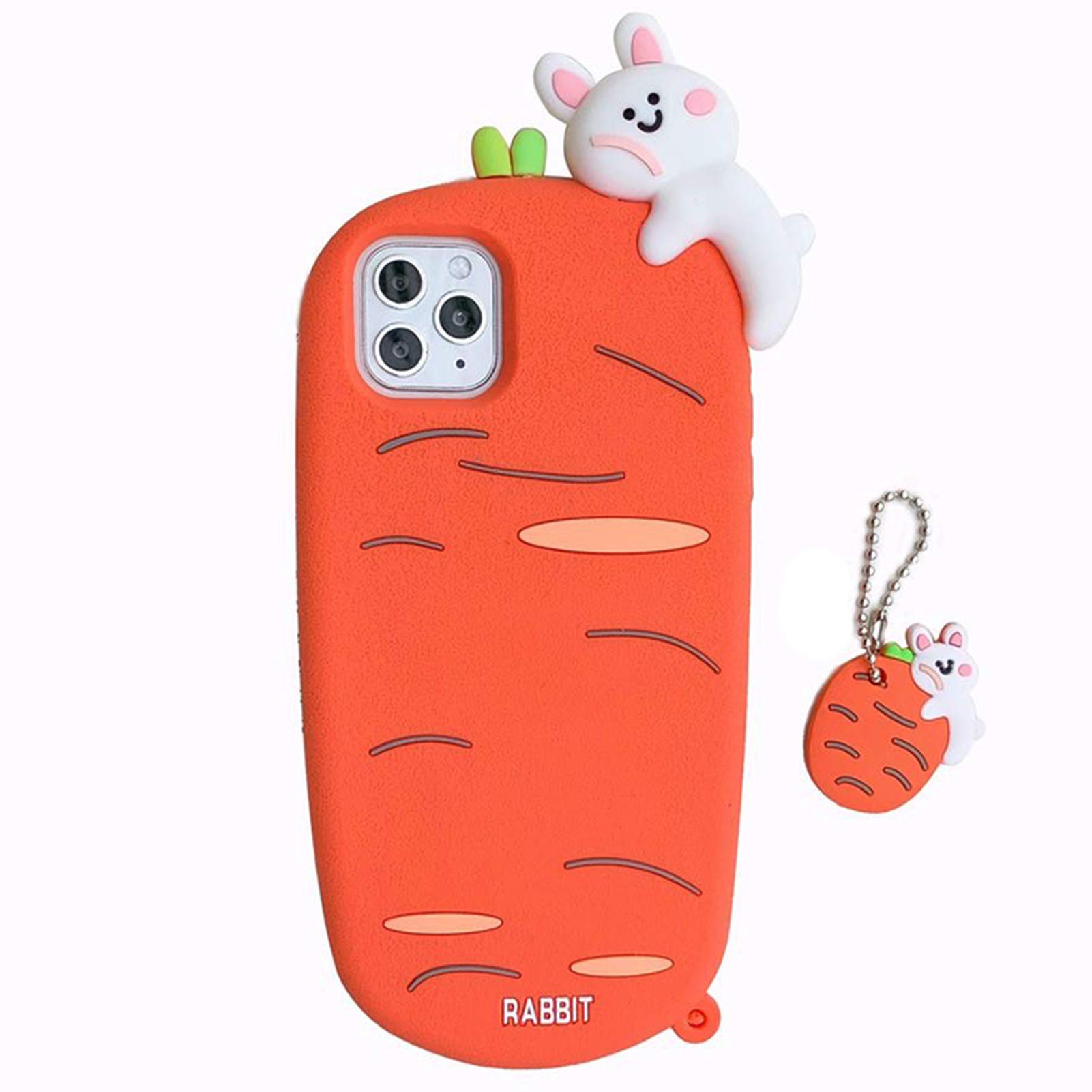 **3D Cartoon Carrot Soft Silicone Case for iPhone 11 Pro Max - Fun Bunny Carrot Design, Shockproof & Protective Cover - Perfect for Daily Use, Gifts & Themed Parties**