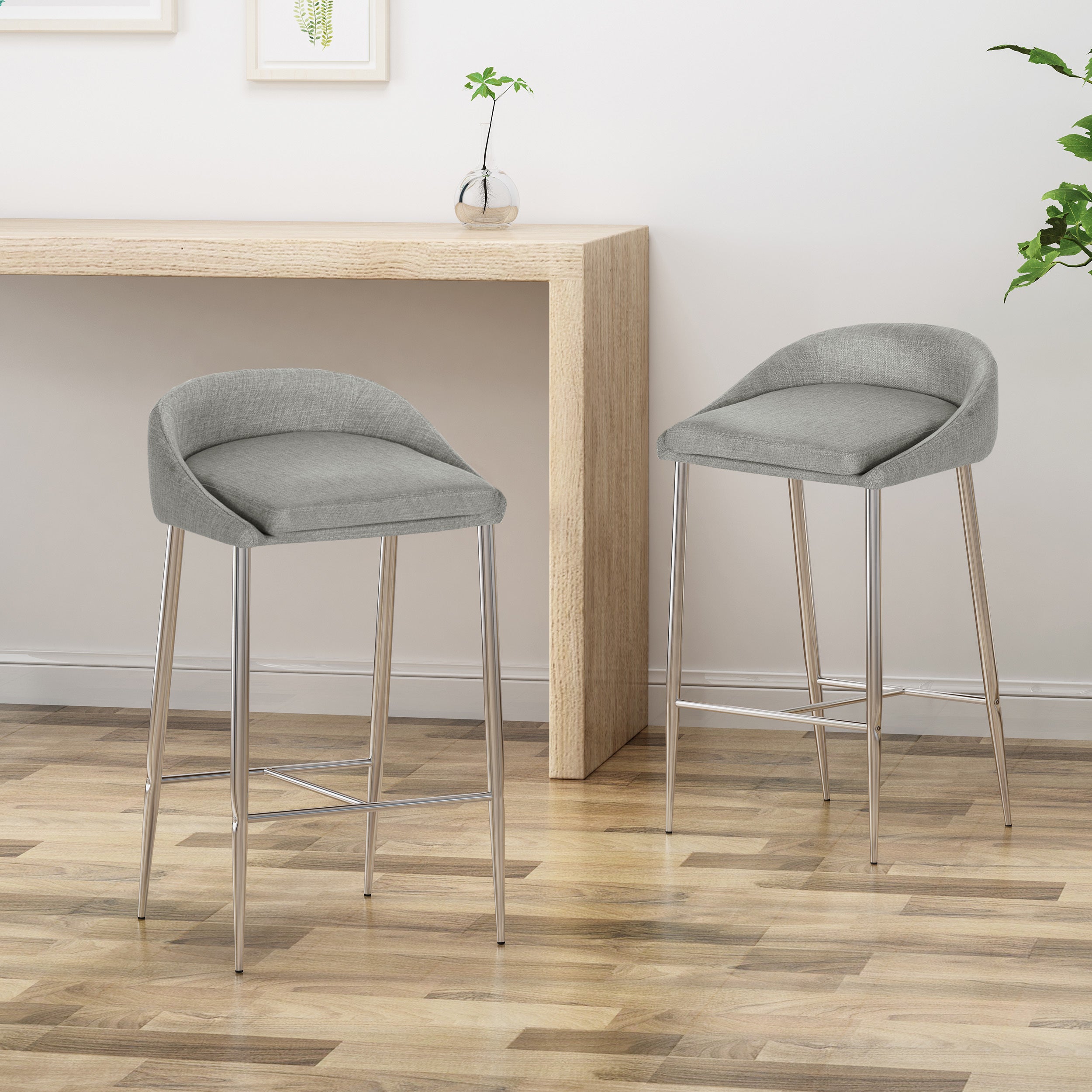 2-Piece Counter Height Bar Stools Set - Modern Kitchen Island Stools for Dining & Breakfast Nook - Adjustable Height Barstools for Home, Cafe & Restaurant Use