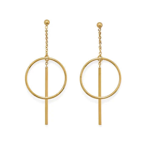 14K Gold Plated Long Bar Post Earrings for Women - Elegant Dangle Earrings for Daily Wear, Parties & Special Occasions - M H W ACCESSORIES