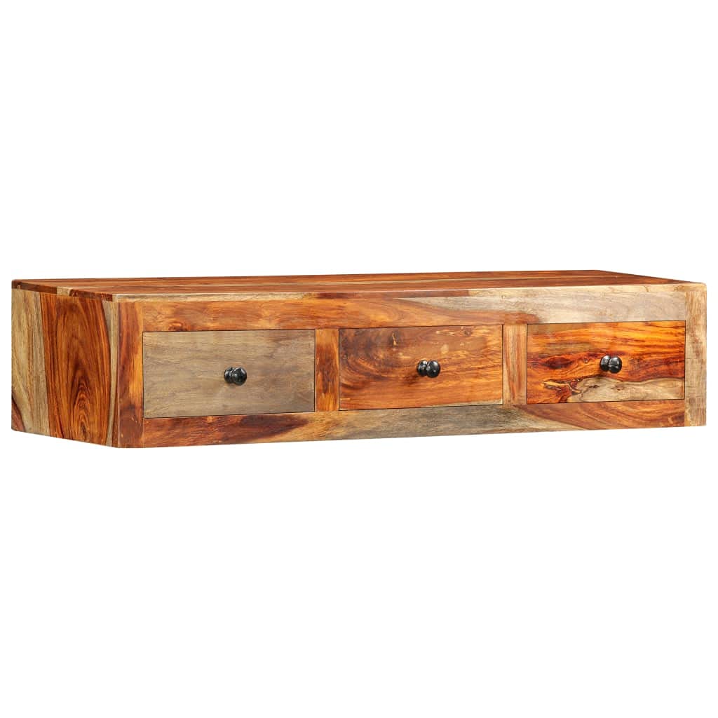 Solid Sheesham Wood Console Table with Drawers - 39.3