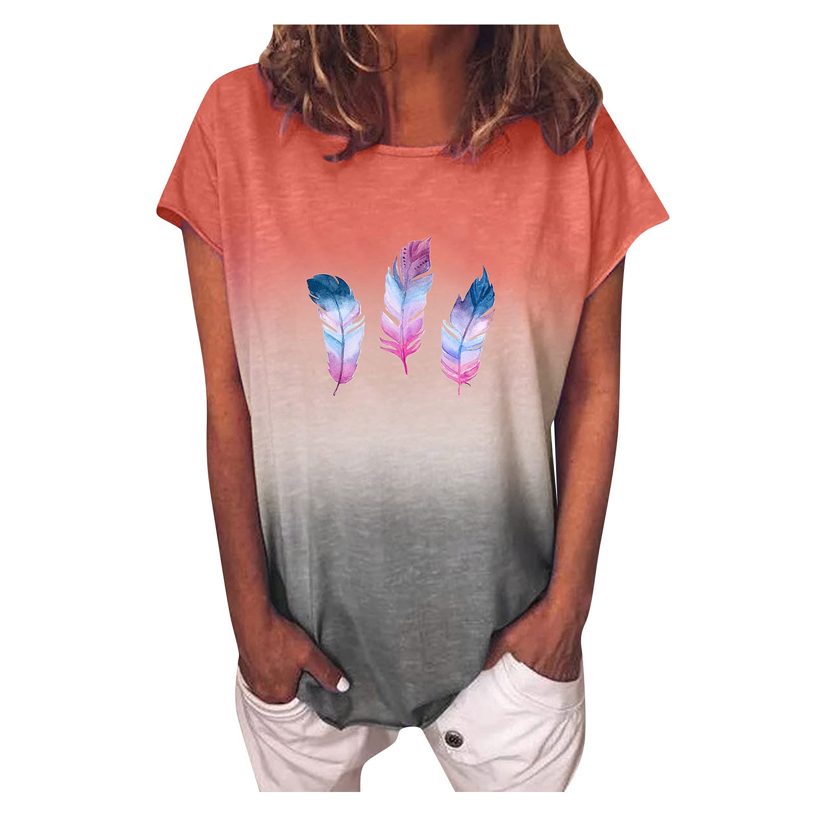 Women's Tie Dye V-Neck T-Shirts - Loose Fit Short Sleeve Casual Tops for Summer | Trendy Boho Style Shirts for Beach, Music Festivals & Everyday Wear