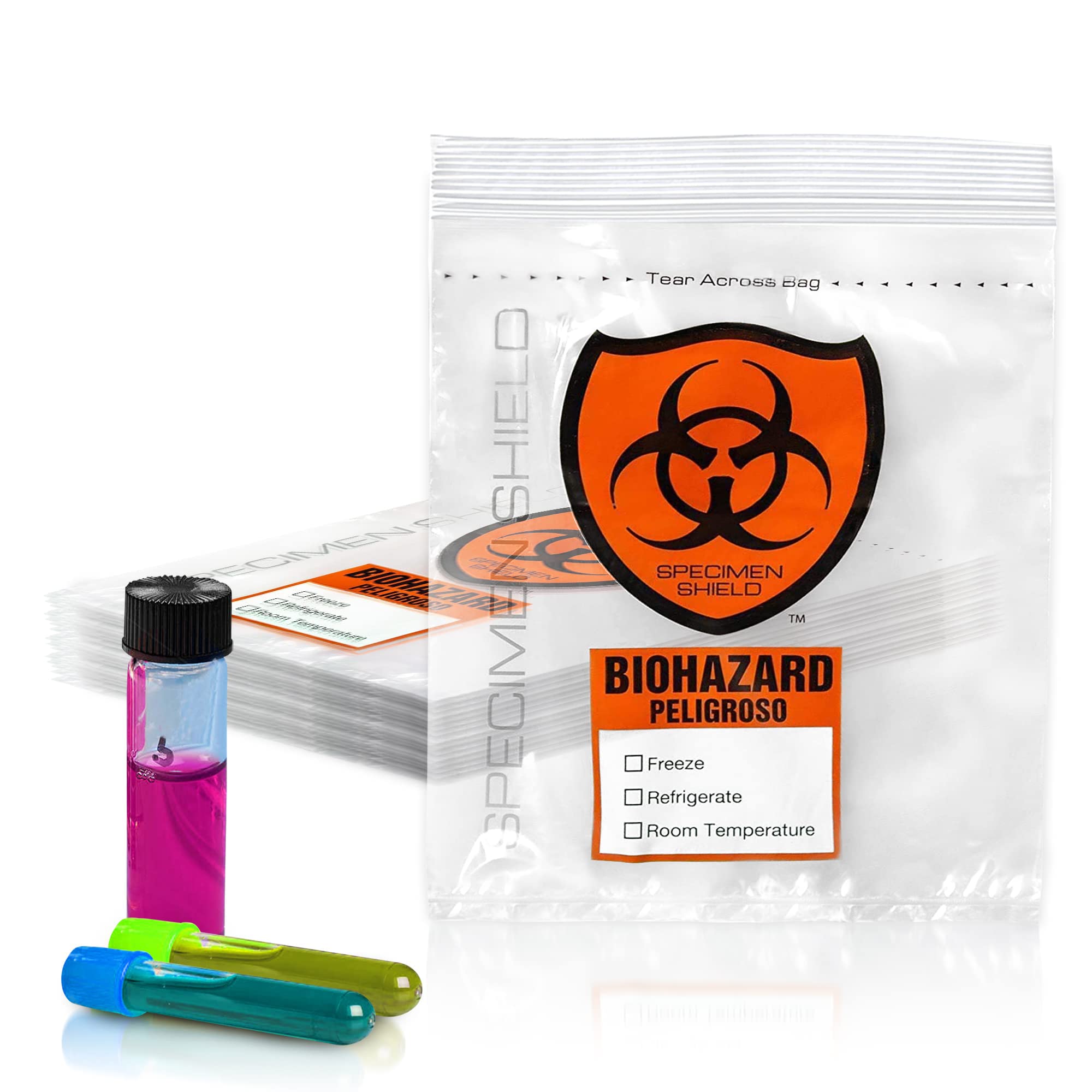 PUREVACY Biohazard Bags 8x10 - Pack of 1000 Zipper Bags, 3-Wall Tear Pouch, 2 Mil Seal Top Specimen Transport Bags for Medical Waste, Lab Samples & Shipping Packaging - Ideal for Hospitals, Clinics & Laboratories