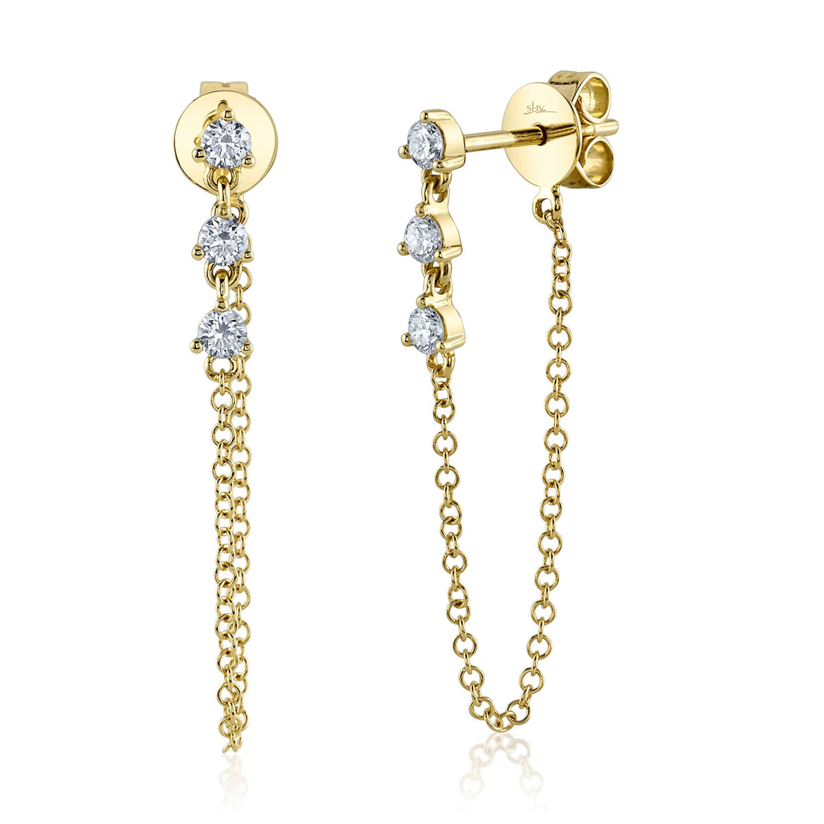 0.29 Carat Diamond Chain Earrings for Women - Dainty & Elegant Gold/Silver Drop Earrings - Perfect for Weddings, Parties & Special Occasions