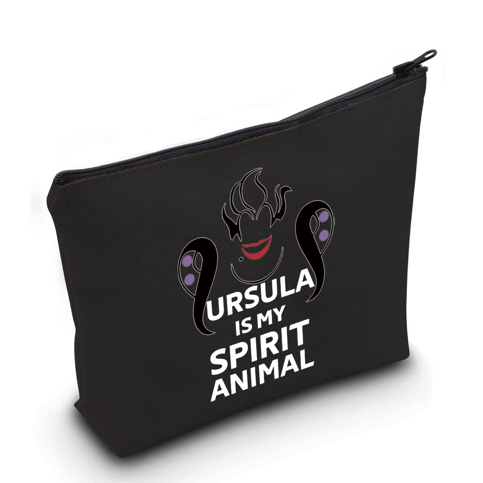 LEVLO Villains Witch Cosmetic Makeup Bag - Sea Witch Themed Zipper Pouch for Disney Fans & Villain Lovers (Black Ursula Spirit) - Perfect for Halloween Costumes, Disneybounding & Villain Cosplay Accessories