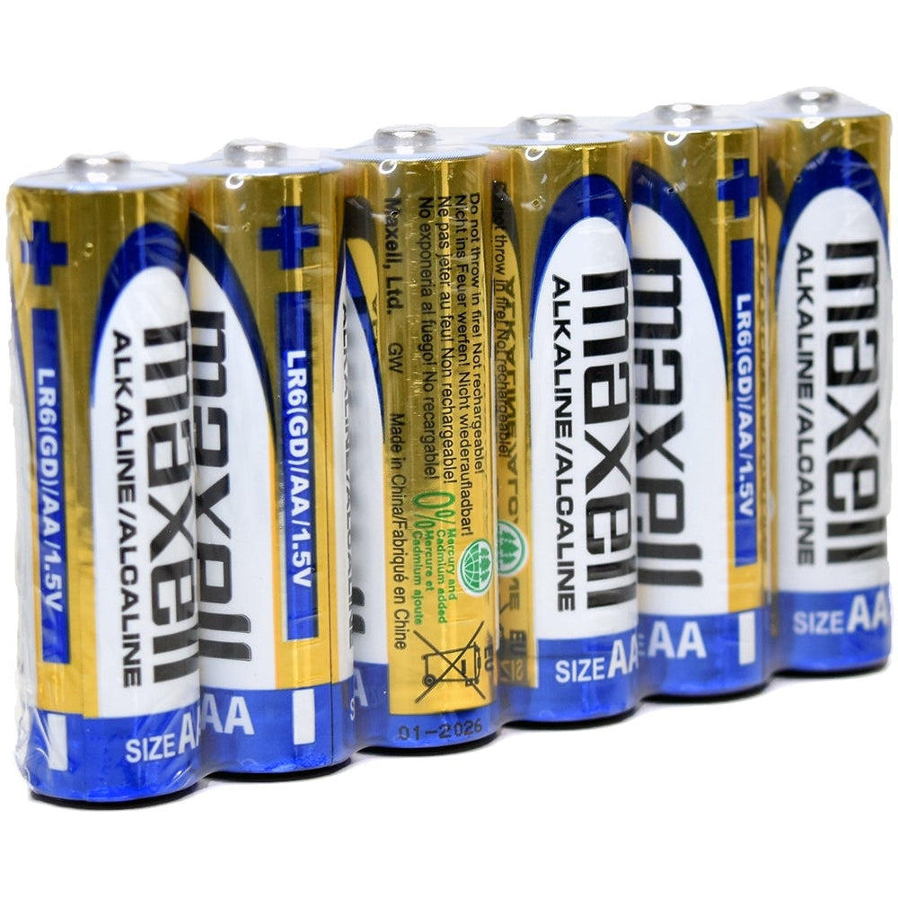 Maxell Alkaline AA Batteries (12-Pack) - Long-Lasting Power for Toys, Flashlights & Electronics - Bulk Batteries in Shrink Wrap Packaging