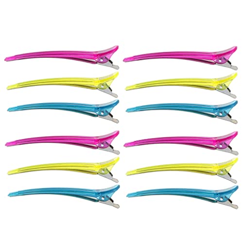 12 Pack Long Metal Salon Hair Clips - Professional Hairdressing Sectioning Clamps for Styling, Cutting & Coloring - Perfect for Salons, Home Use & DIY Hairstyles