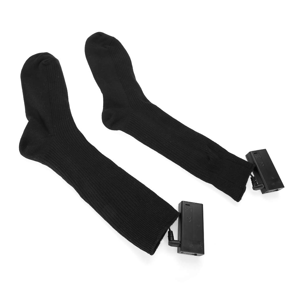 Battery Heated Socks for Men & Women - Winter Warmer Electric Socks with Rechargeable Batteries - Thick Thermal Socks for Skiing, Hiking, Camping & Outdoor Activities - Perfect for Cold Weather & Winter Sports - Black