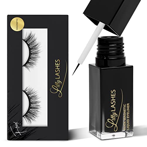 Lilly Lashes Click Magnetic Eyelashes & Magnetic Eyeliner Kit - Reusable False Lashes for Natural or Dramatic Look | Perfect for Parties, Weddings & Everyday Wear