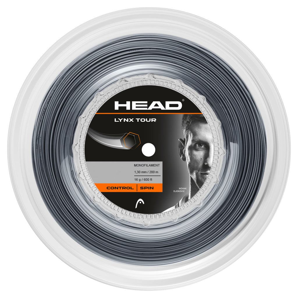 Head Lynx Tour 16/1.30 Tennis String Reel (660ft) - Grey Polyester String for Tennis & Badminton Rackets - Perfect for Professional Players & Tournament Use