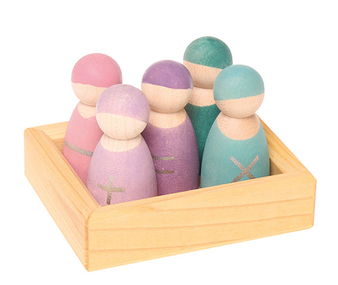 Grimm's 5 Math Friends - Wooden Counting & Number Learning Toys for Kids - Perfect for Homeschooling & Montessori Classroom Activities