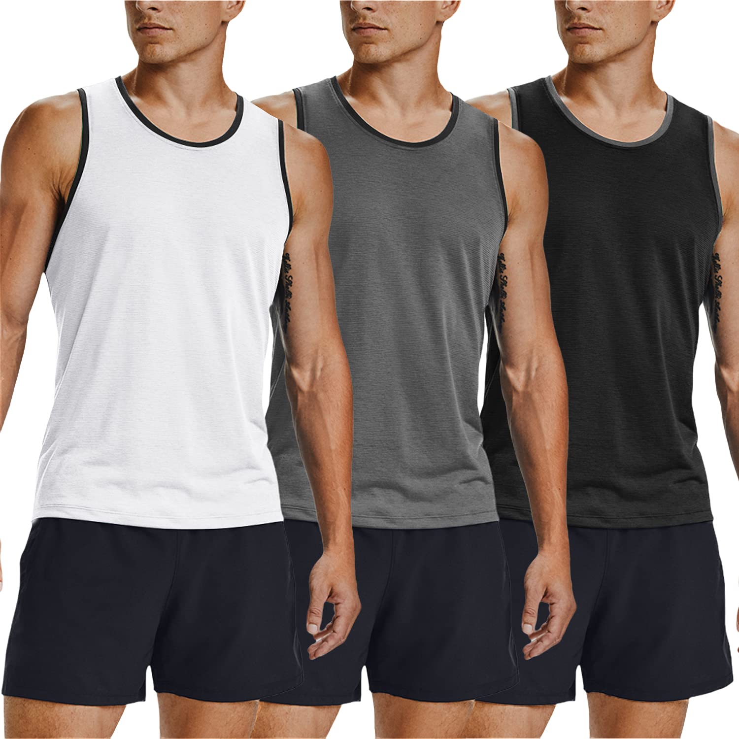 COOFANDY Men's Workout Tank Tops 3 Pack - Gym Shirts, Muscle Tee, Bodybuilding & Fitness Sleeveless T-Shirts for Men - Perfect for Workouts, Running, and Summer Outdoor Activities