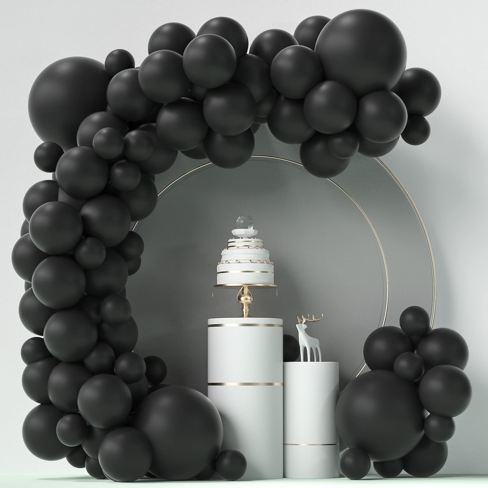 84-Piece Black Balloons Garland Arch Kit - 5, 12 & 18 Inch Matte Latex Balloons for Halloween, Birthday & Baby Shower Decorations | Party Supplies, Home Decor & Event Backdrop