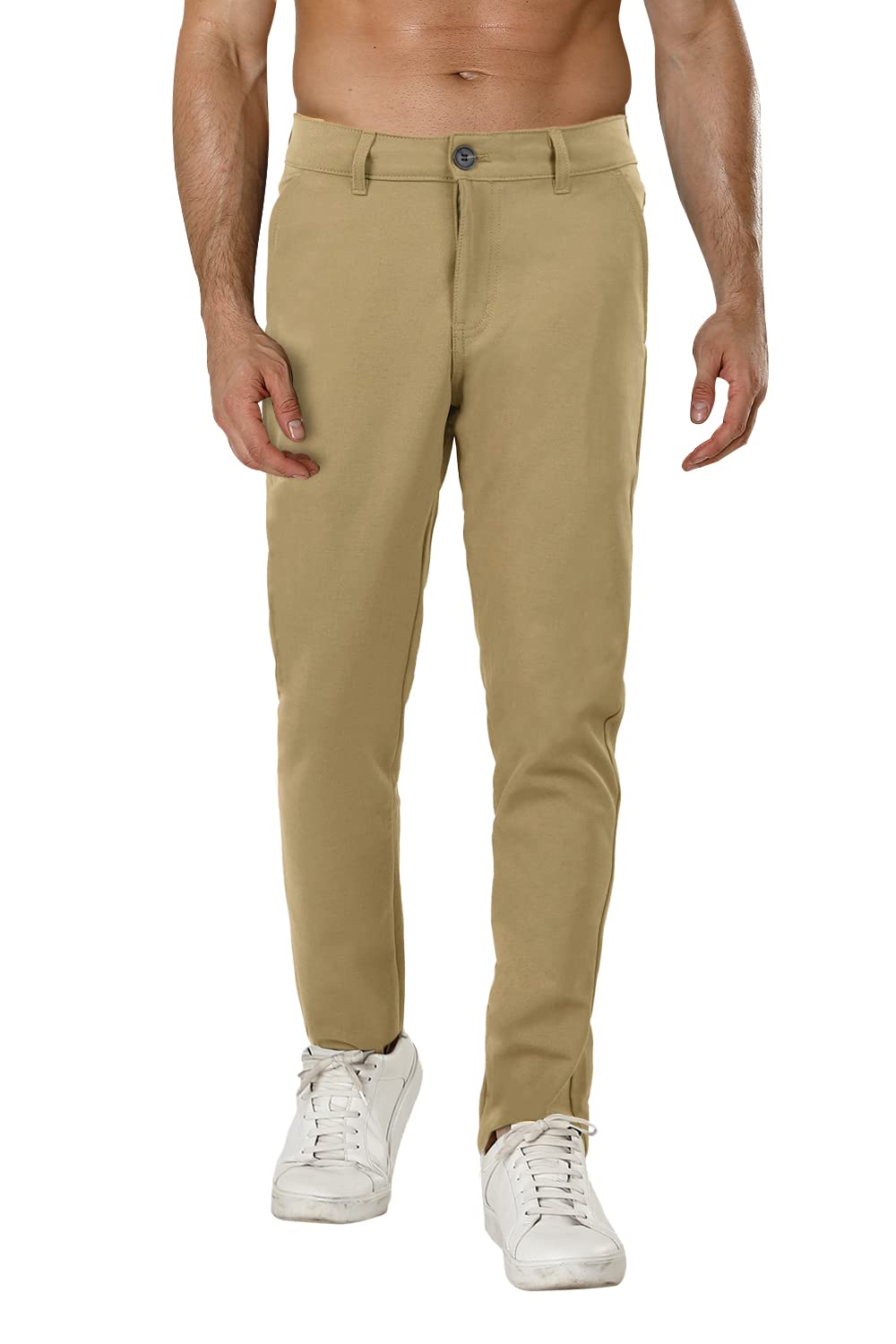 GINGTTO Men's Slim Fit Flat-Front Chino Pants - Comfortable Office & Casual Wear for Business, Travel & Everyday Outfits
