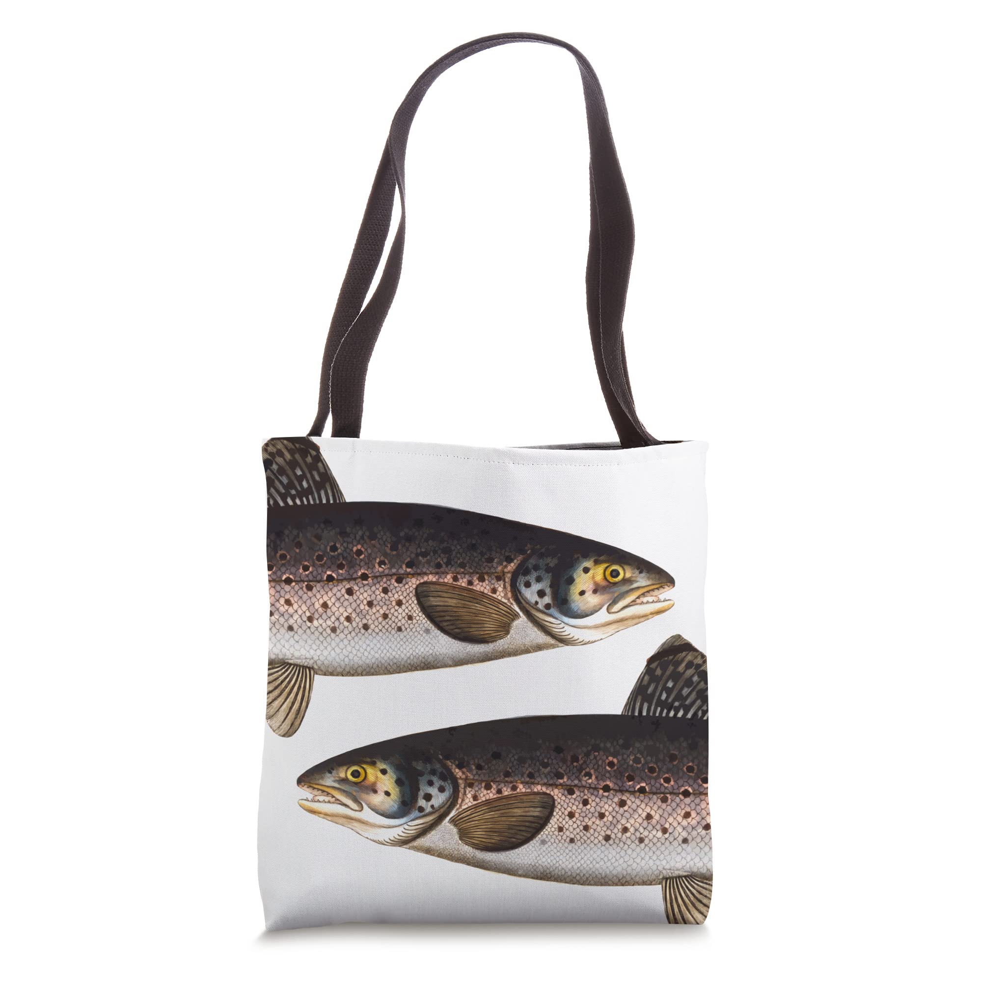 Stylish Trout Fish Tote Bag - Durable Cotton Canvas Shopping Bag with Unique Fish Print - Perfect for Grocery Shopping, Beach Trips & Outdoor Adventures