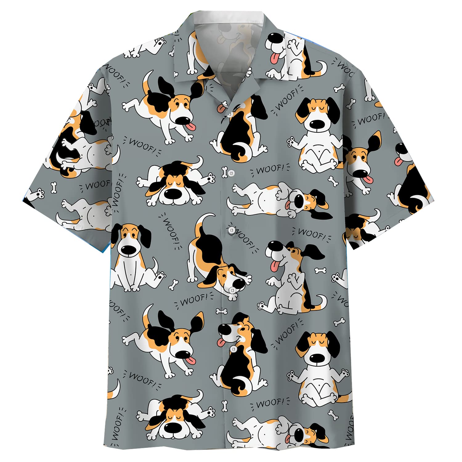 Hawaiian Shirts for Men - Tropical Dog Breed Print Aloha Shirt Short Sleeve Button Down Casual Beach Shirt | Perfect for Summer Vacation, Luau Party & Tropical Getaways