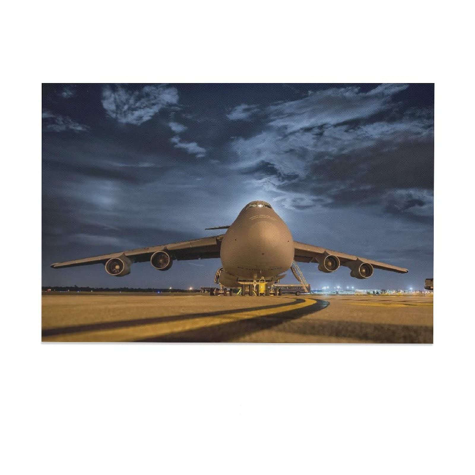 Military Aircraft C-5 Galaxy Canvas Wall Art Print - 12x18 Inch Framed Poster for Home & Office Decor - Perfect for Living Room, Bedroom, Man Cave & Aviation Enthusiast Gifts