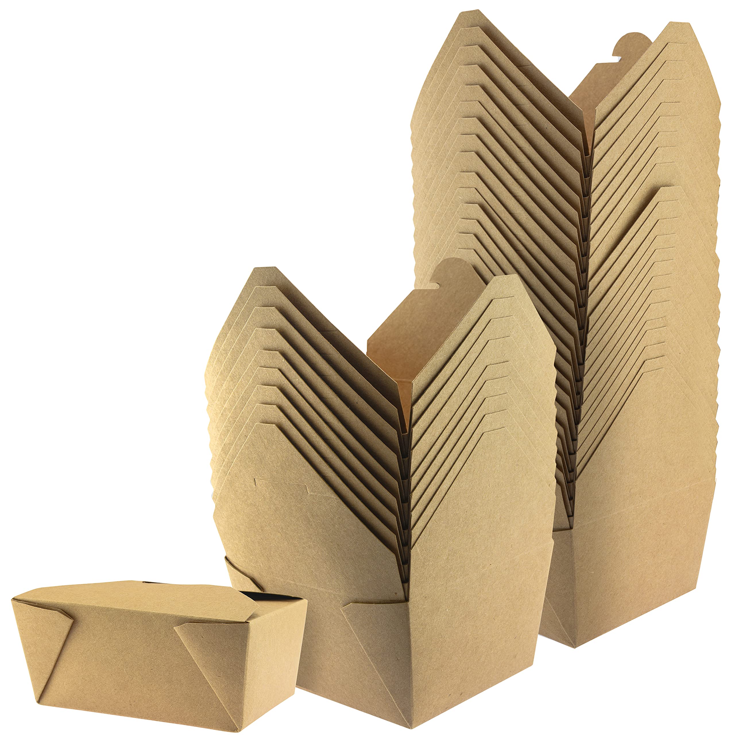 NYHI 30 oz Brown Kraft Takeout Food Containers - Heavy Duty Leak & Grease Resistant Microwaveable To-Go Boxes - Disposable & Recyclable Catering Lunch Boxes (50 Pack) - Perfect for Restaurants, Catering, Food Delivery and Picnics