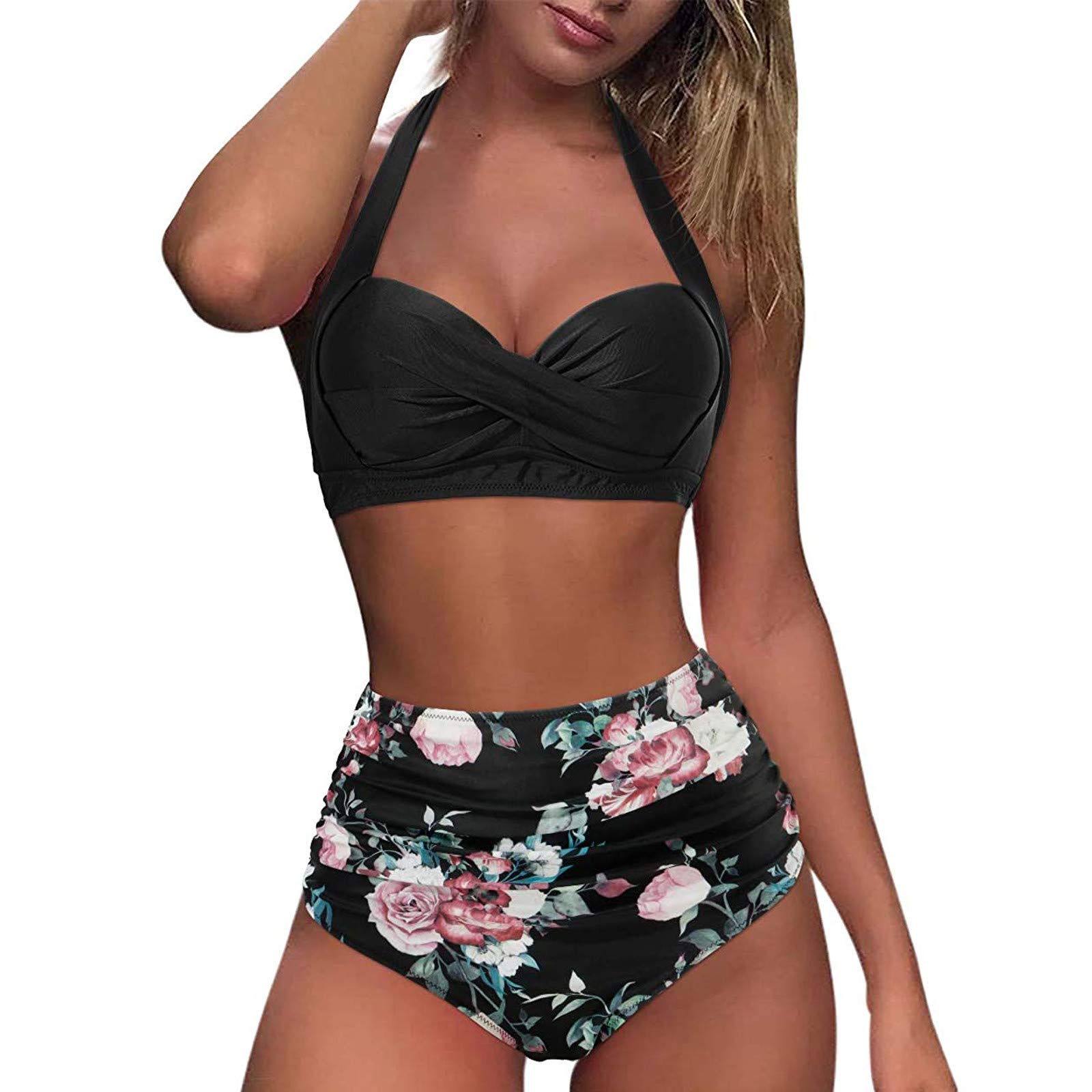 Women's High Waisted Bikini Set - Two Piece Crop Top Swimsuits with High Cut Design | Perfect for Swimming, Beach Vacations & Summer Pool Parties