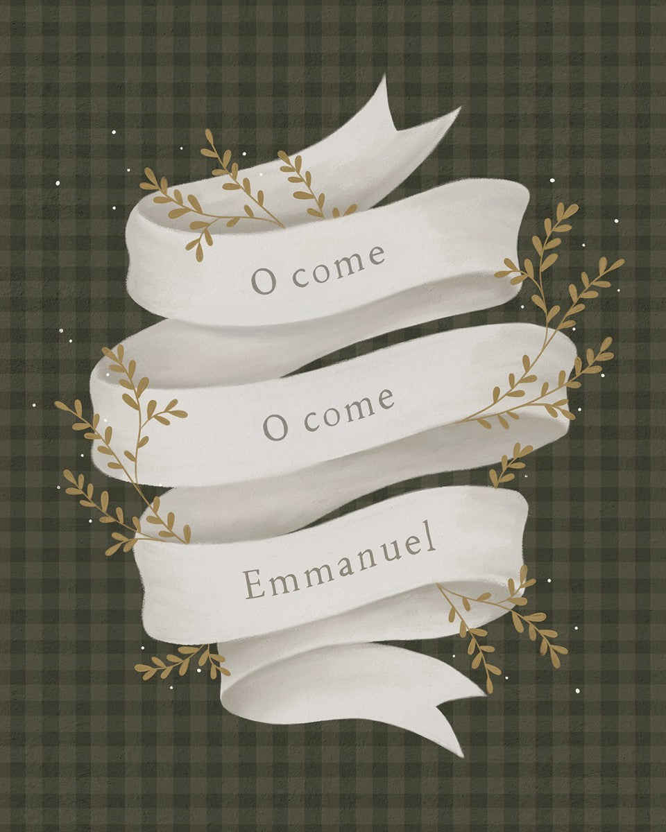 O Come Emmanuel Green Gallery Wrap Canvas Art - Religious Christmas Decor for Home, Church & Holiday Gifting