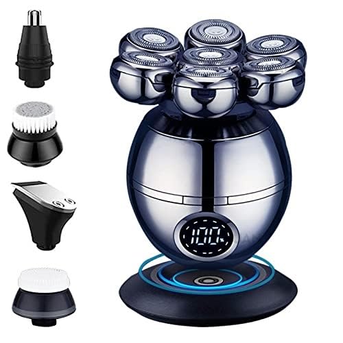 7D Electric Shaver for Bald Men - Waterproof Floating Head Razor with 7 Independent Cutters & LCD Display - Perfect for Travel, Gym and Daily Shaving