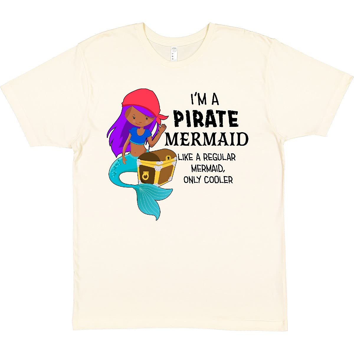 Inktastic 'I'm a Pirate Mermaid - Like a Regular Mermaid, Only Cooler' Graphic T-Shirt for Women | Fun Pirate & Mermaid Themed Casual Wear for Beach, Parties & Everyday Outfits