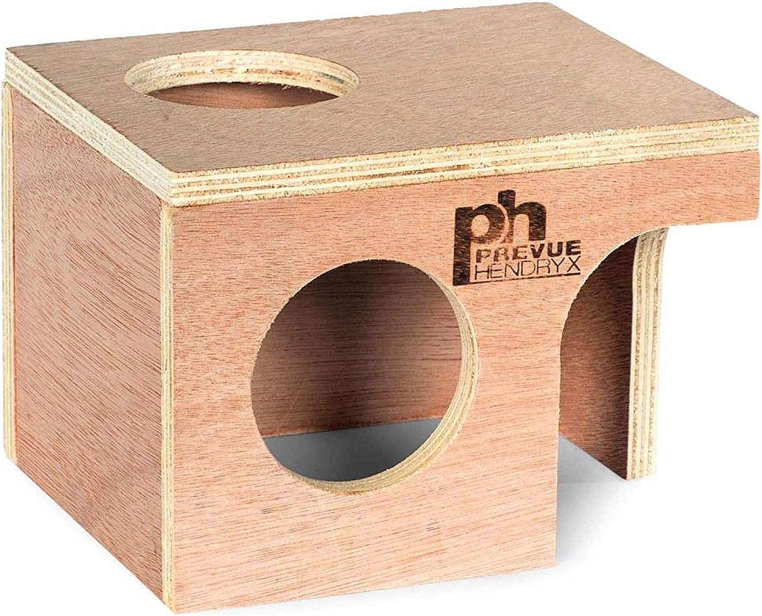 Prevue Pet Products 1121 Wooden Hamster & Gerbil Hideout Hut - Cozy Natural Wooden House for Small Pets, Perfect for Cage Accessories & Small Animal Habitats