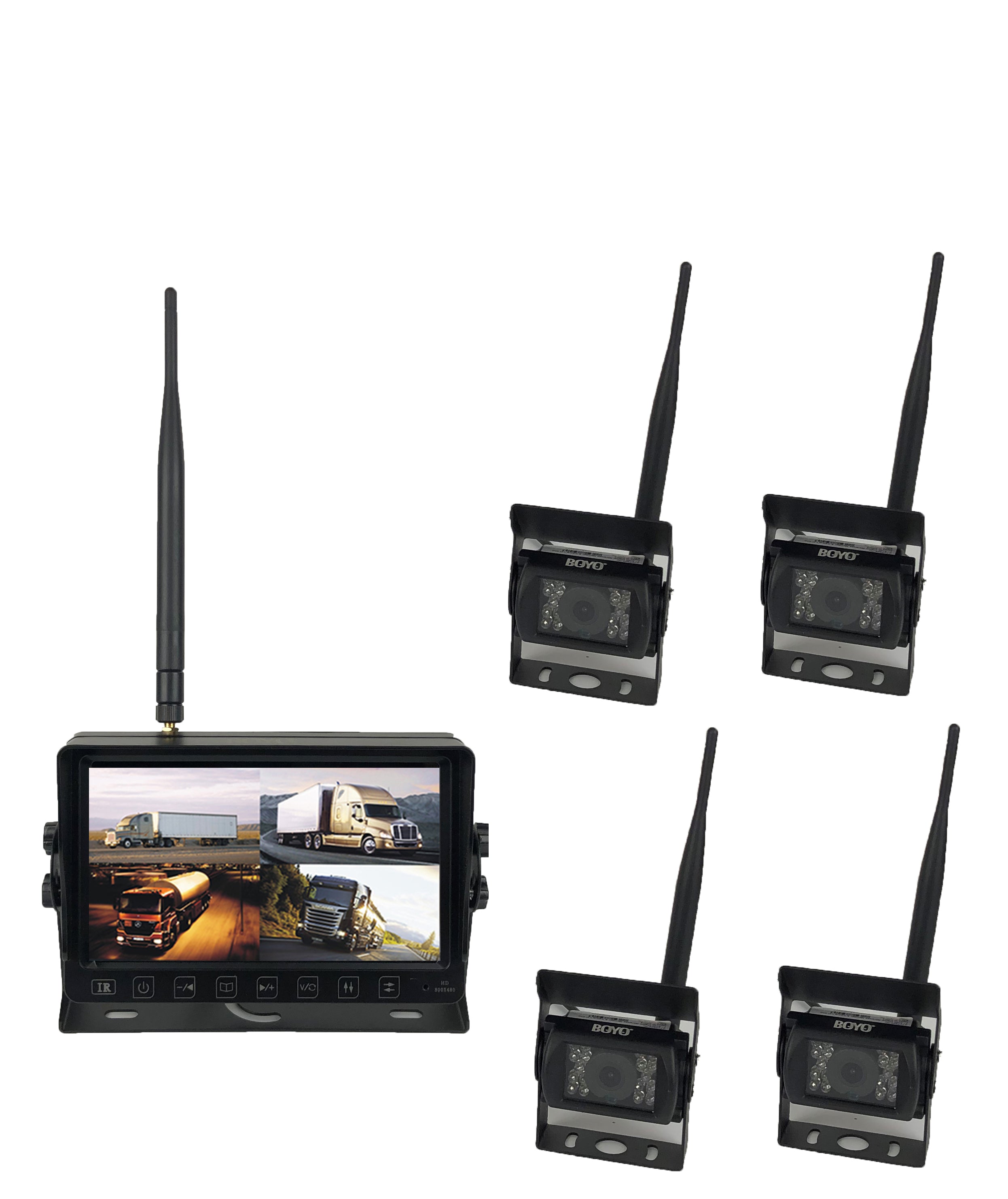 BOYO VTC703AHD Q4 Wireless 4-Channel AHD Backup Camera System with 7