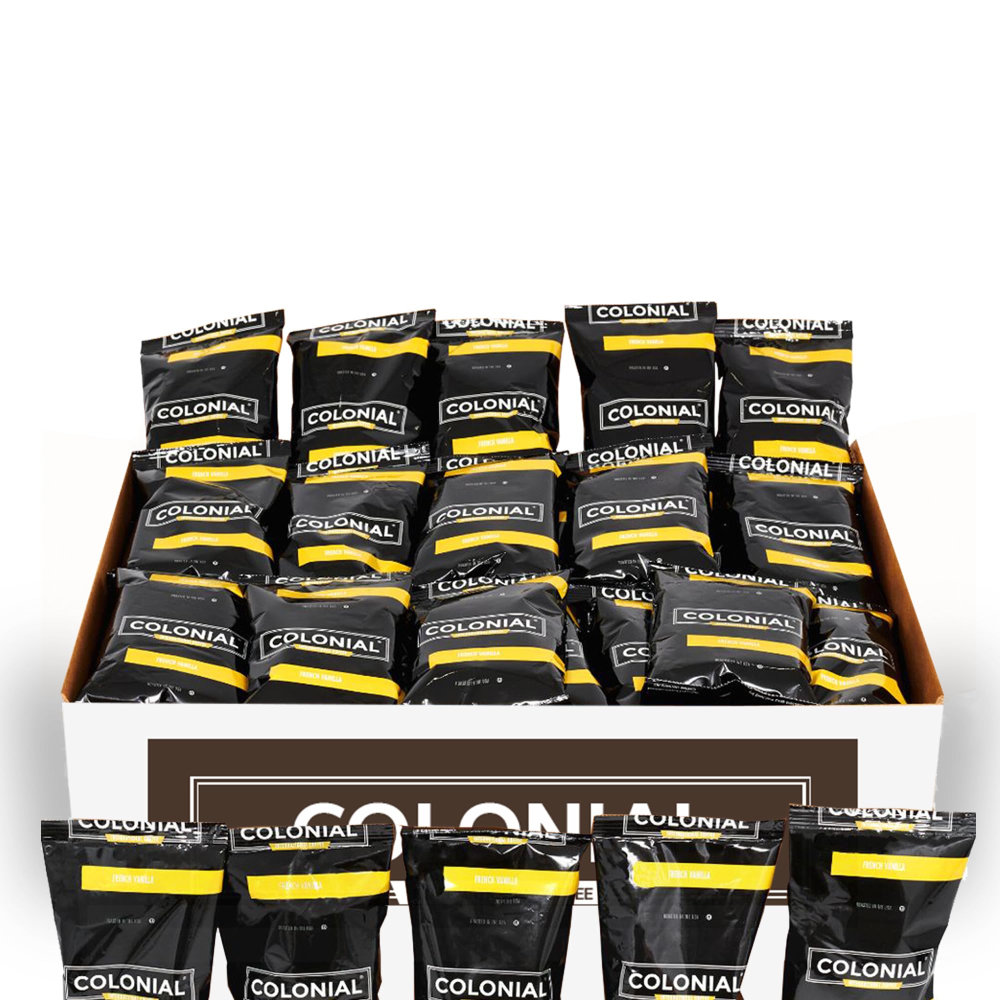 French Vanilla Flavored Medium Roast Coffee Packets - 2.5 oz Pre Ground Coffee Bags (Pack of 100) - Perfect for Offices, Hotels, and Catering Services