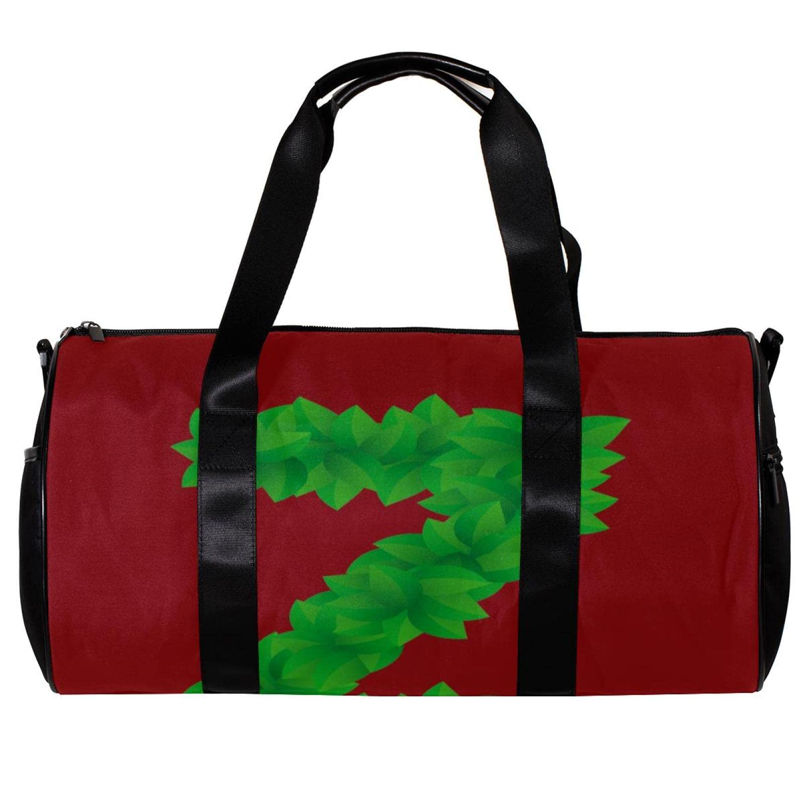 Premium Gym Duffle Bag for Men & Women - Waterproof Overnight Weekender Travel Bag with Leaf Pattern (Dark Red) - Ideal for Workout, Travel, and Weekend Getaways