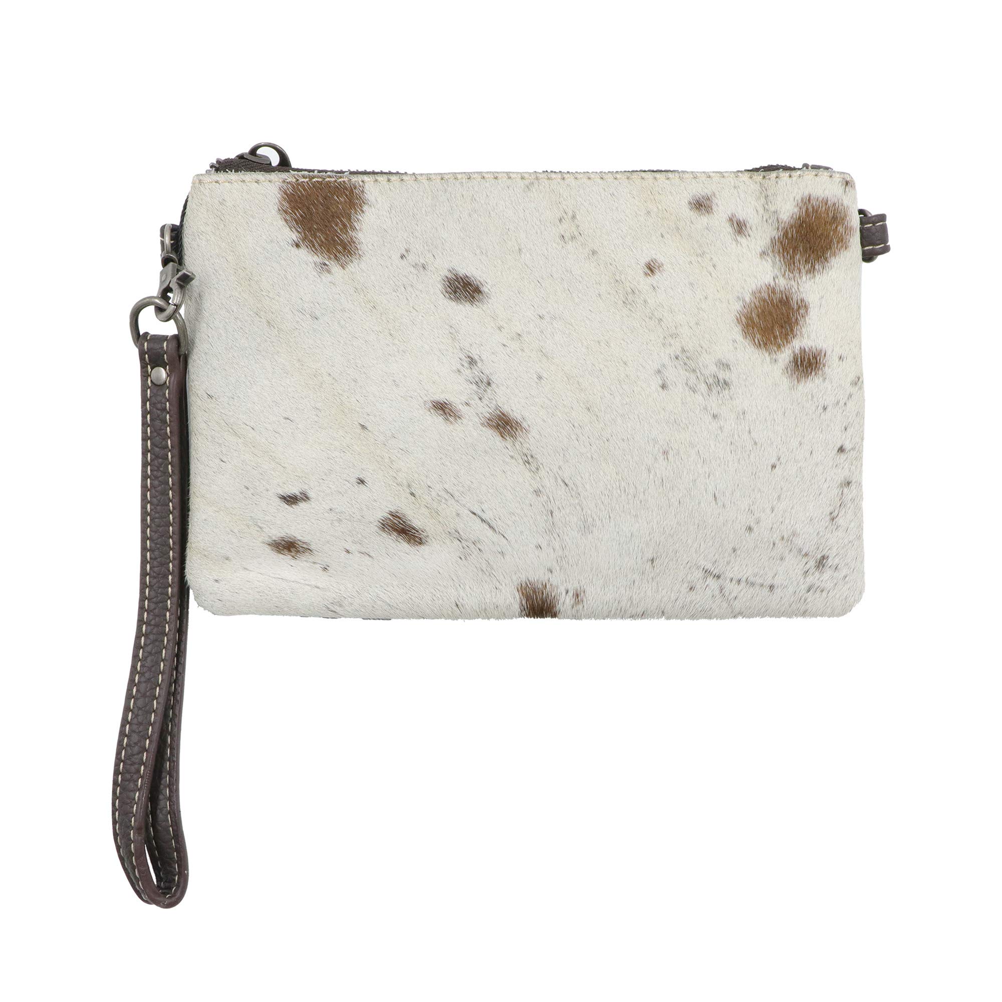 Stylish Hair-On Cowhide Leather Clutch Crossbody Bag in Coffee Brown - Perfect for Evening Parties, Date Nights & Casual Outings