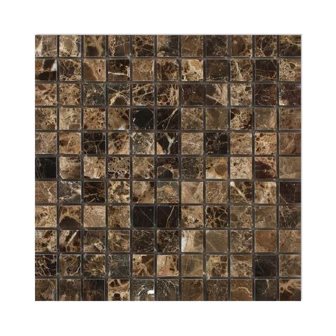 Emperador Dark Marble 1x1 Mosaic Tile - Premium Natural Stone for Bathroom, Kitchen Backsplash & Shower Wall - 12x12 Inch Square Mosaic Pattern