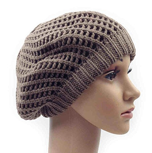 Winter Warm Double Layer Crochet Knit Beret Beanie Slouchy Hat for Women - Cozy Winter Accessory for Outdoor Activities, Fashion & Cold Weather Protection