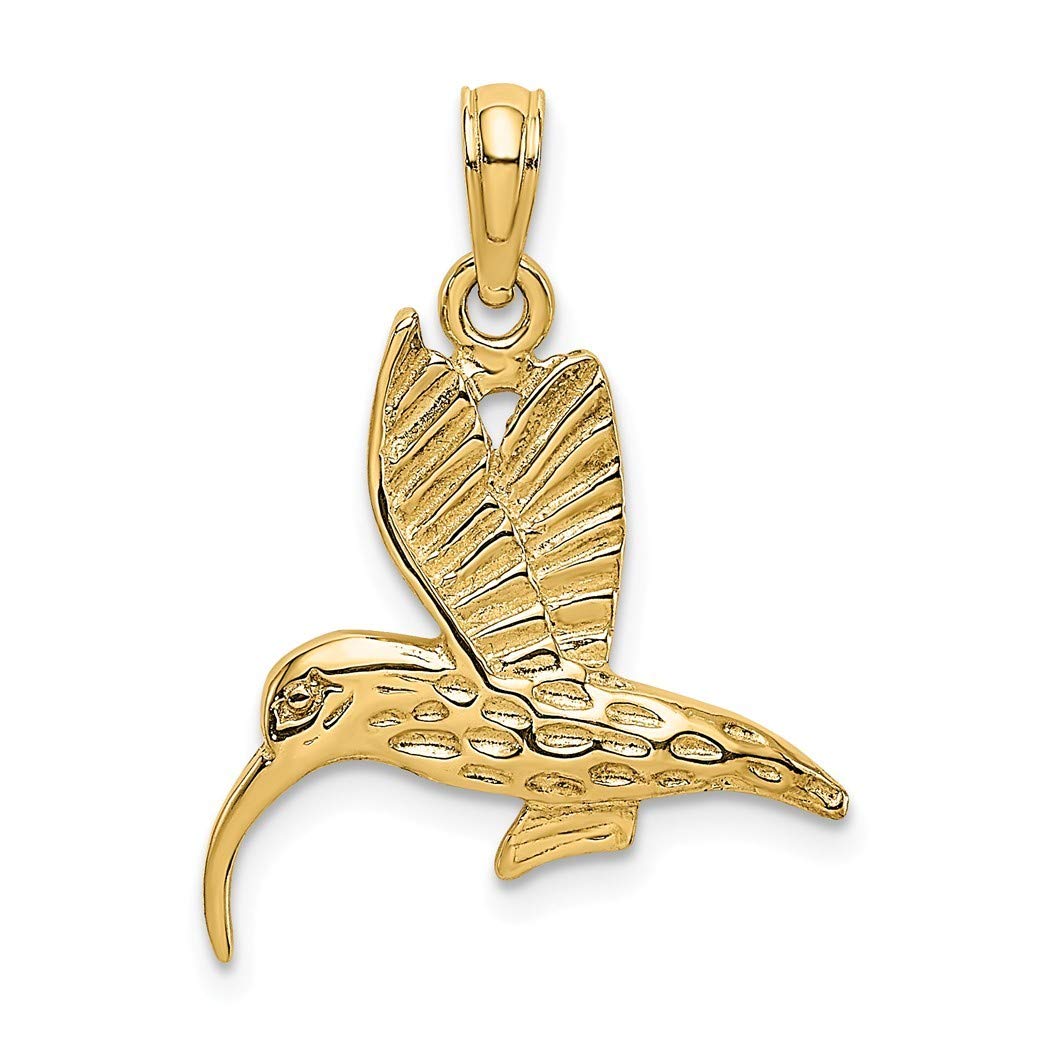 14K Gold Hummingbird Pendant Necklace - Handcrafted Textured Flying Hummingbird Charm with Curved Beak - Elegant Jewelry Gift for Women, Perfect for Anniversaries, Birthdays & Special Occasions