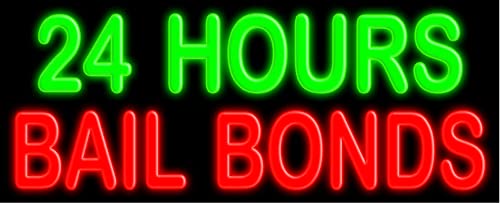 24/7 Bail Bonds Neon Sign #10508 - Handcrafted Glass Neon Light for Bars, Offices & Home Decor - Made in USA