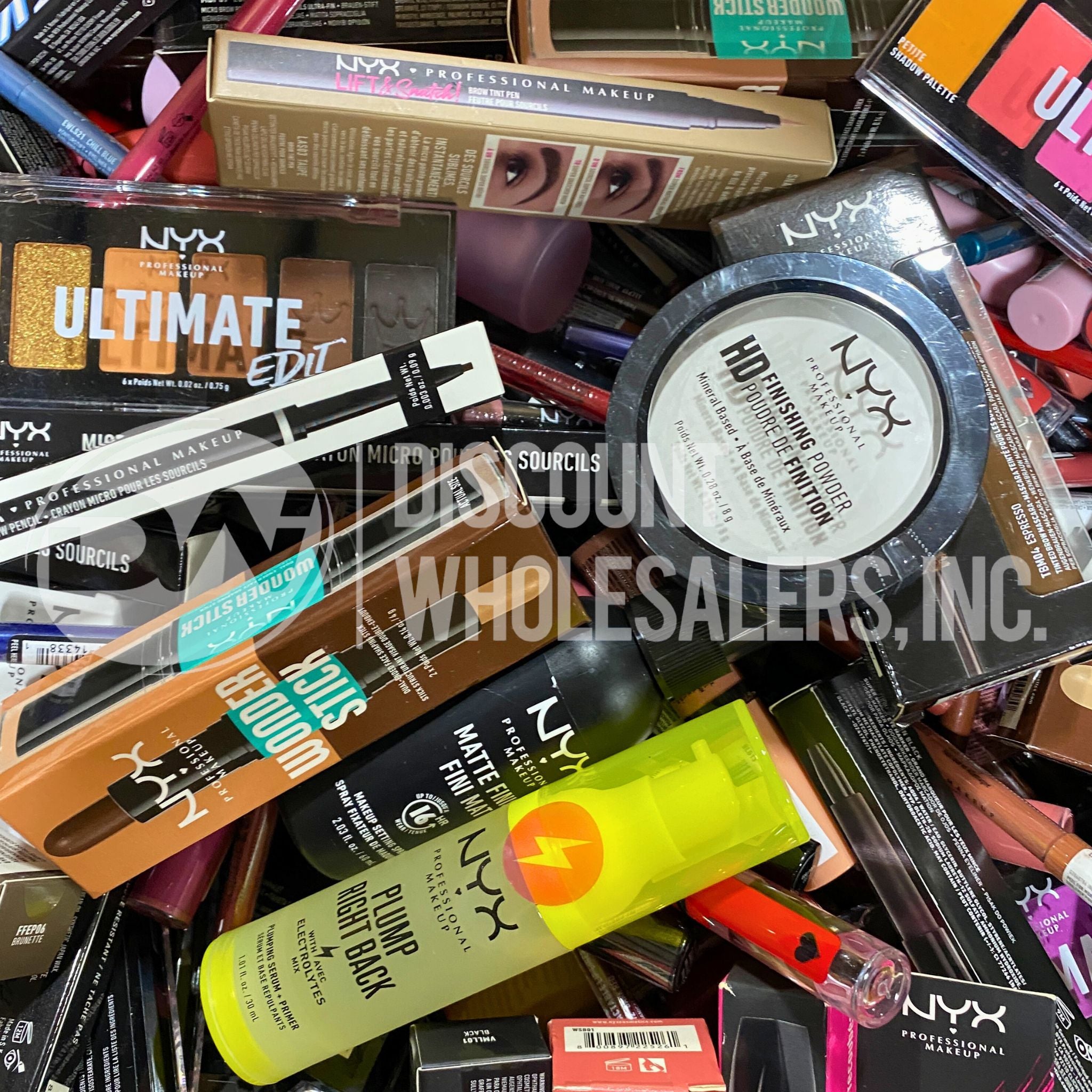 NYX Professional Makeup Assorted Lot - 100 Pcs Eyeshadow, Eyeliner, Lipstick & Blush Set for Professional Makeup Artists & Beauty Enthusiasts - Perfect for Makeup Kits, Salon Use & Personal Beauty Collection