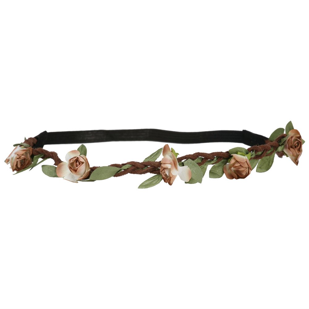 Jeanne Simmons Rose Flower Hippie Headband - Boho Floral Hair Accessory for Women & Girls - Perfect for Music Festivals, Beach Parties & Summer Outfits