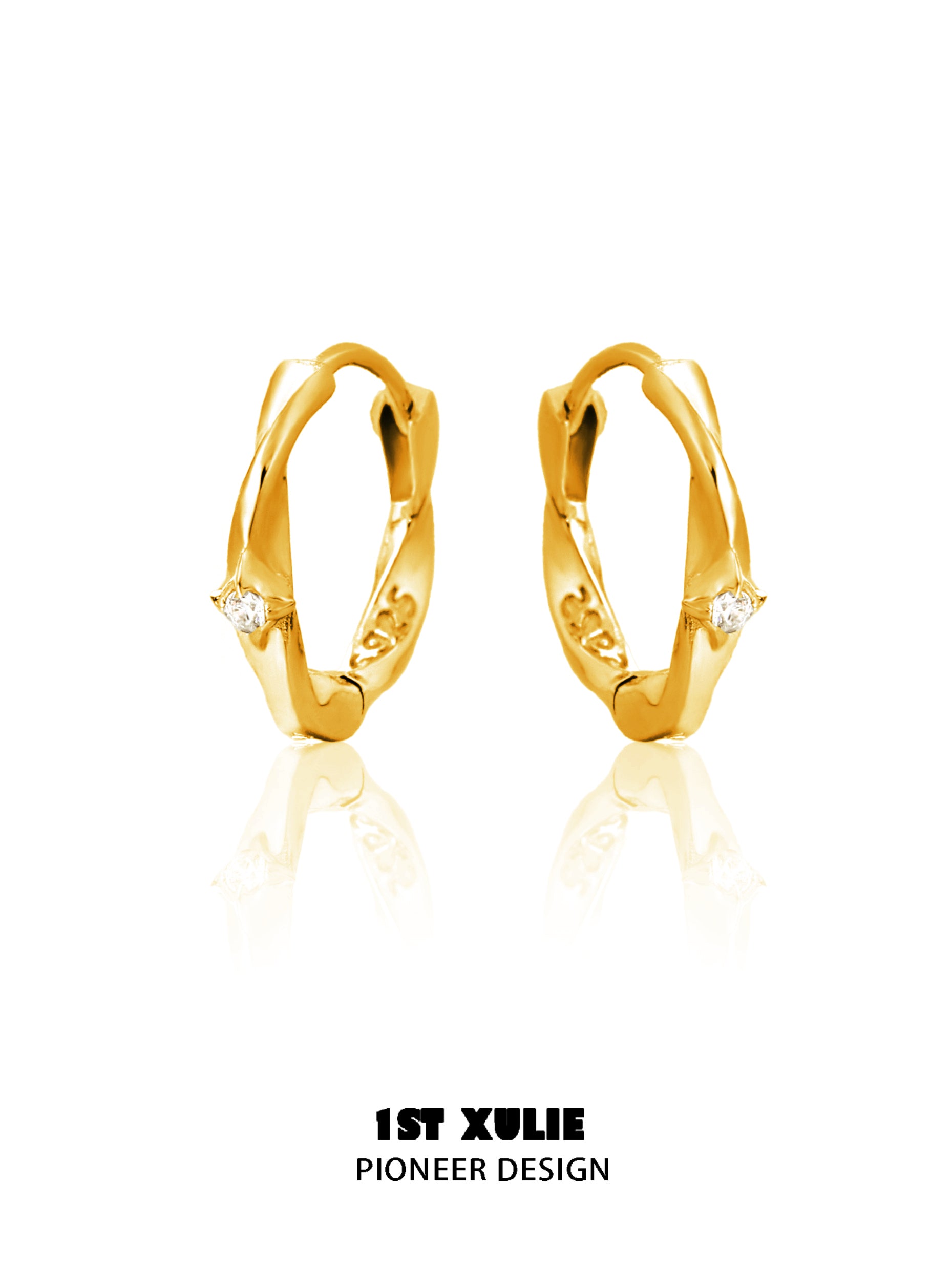 Sterling Silver 24K Gold Plated Star Zircon Earrings for Women - S925 Hypoallergenic Stud Earrings - Perfect for Gift, Party & Everyday Wear