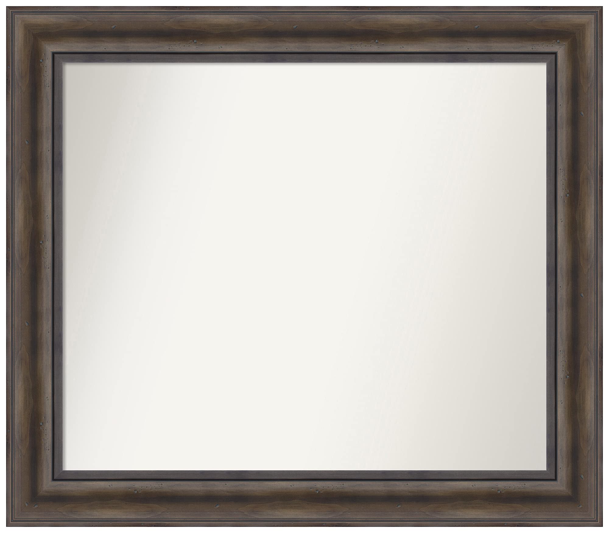 Amanti Art Rustic Pine Wood Wall Mirror 27.5x31.5 Inches - Custom Size Non-Beveled Bathroom Mirror with Brown Frame - Perfect for Vanity, Entryway & Bedroom Decor